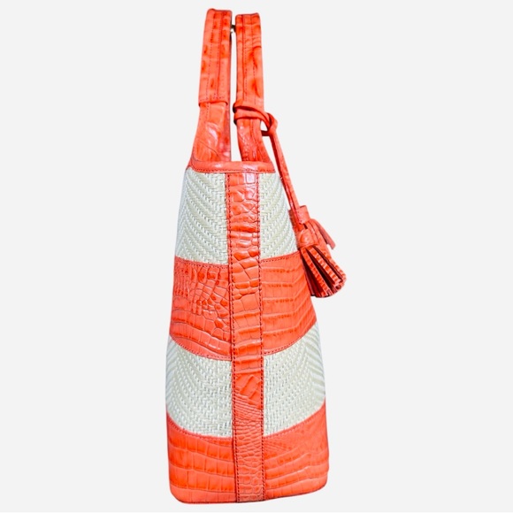 Brahmin EUC Atelier Straw Croc Embossed Leather Tote - Picture 5 of 12